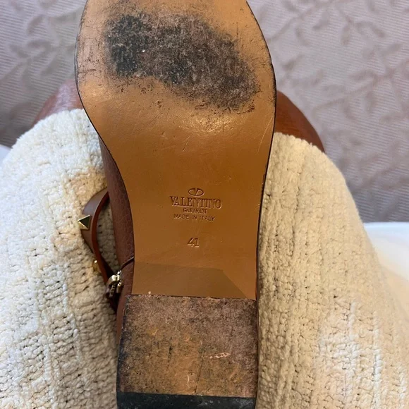 Valentino Brown Ankle Boots with Studded Strap - Picture 9 of 10